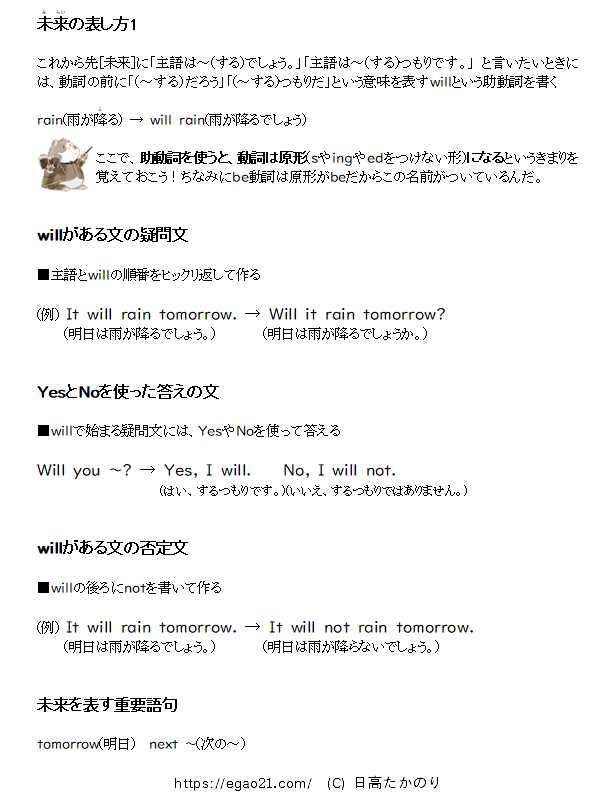 未来の表し方(will)