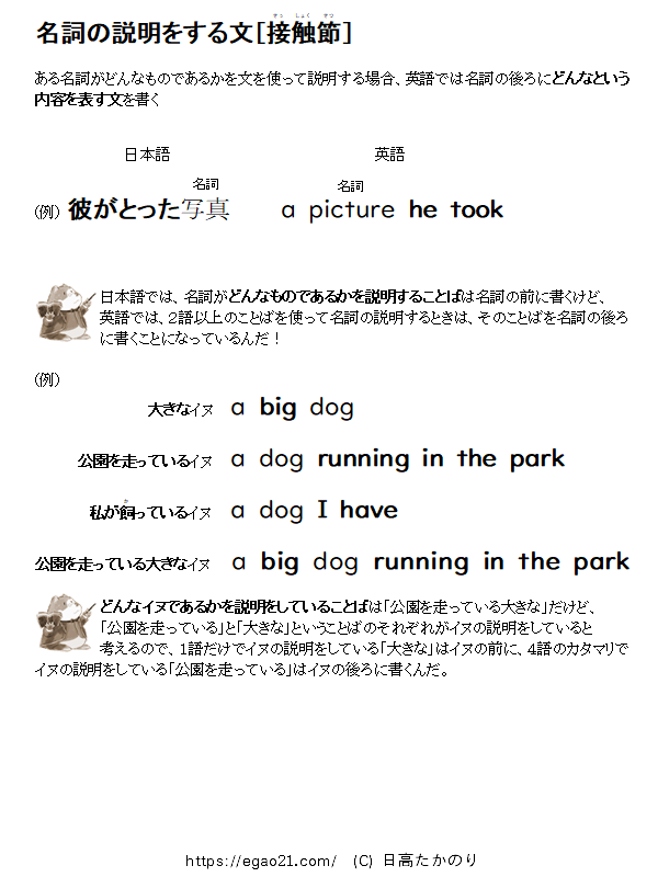名詞の説明をする文[接触節]