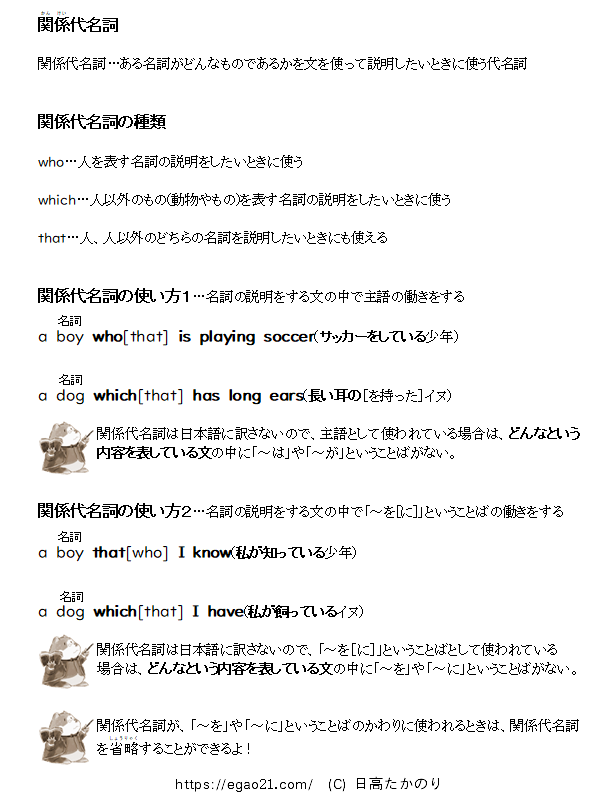 関係代名詞(who, which, that)