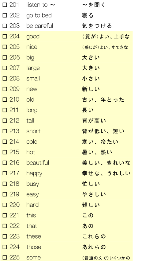 重要中学英単語(１年生編-動詞③、形容詞、副詞）