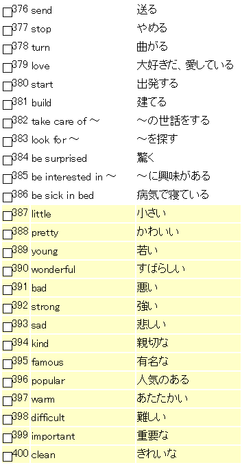 重要中学英単語(２年生編-動詞②、形容詞）